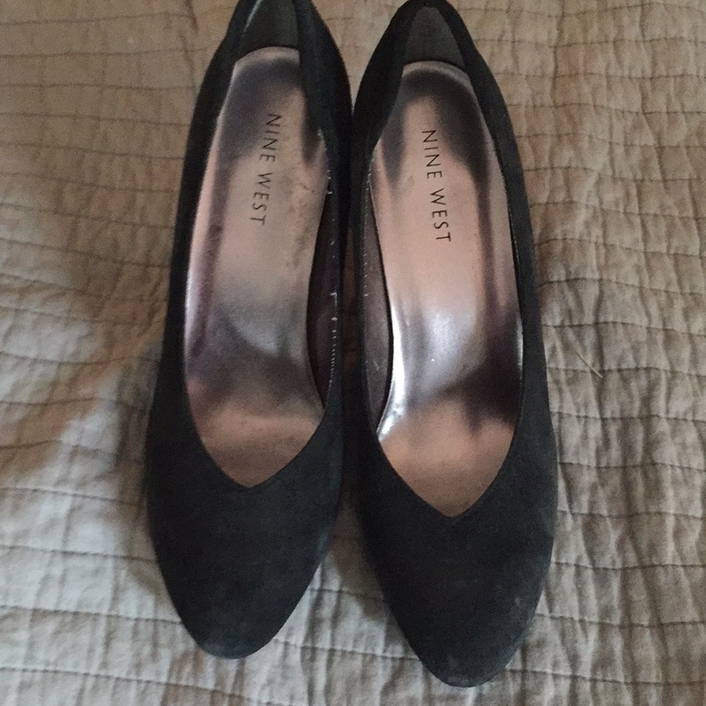 Black suede high heels